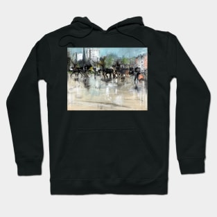 High Resolution Everett Shinn A Rainy Day in Madison Square 1894 Hoodie